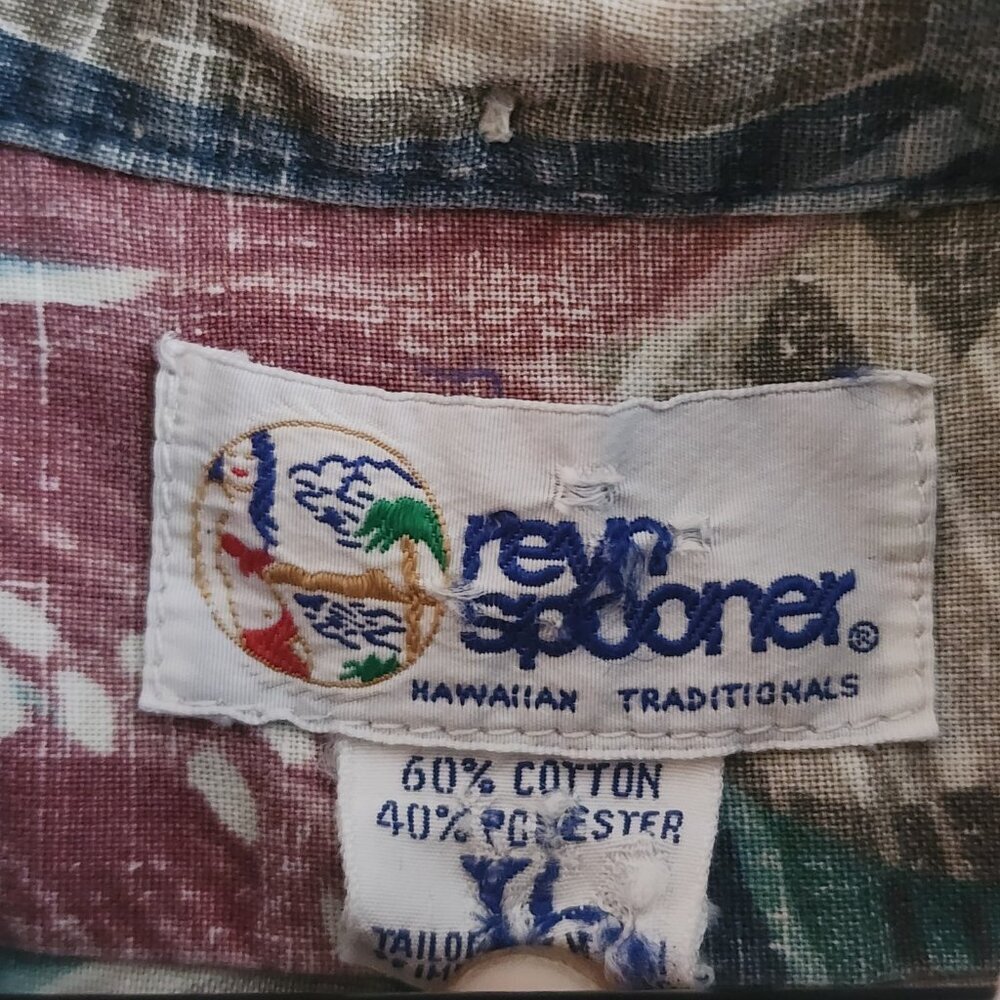 Vintage Reyn Spooner Shirt Mens Large Blue Floral Hawaiian Button Up 90s Aloha - Picture 3 of 9